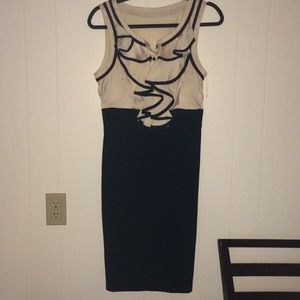 Bisou Bisou cream and black dress